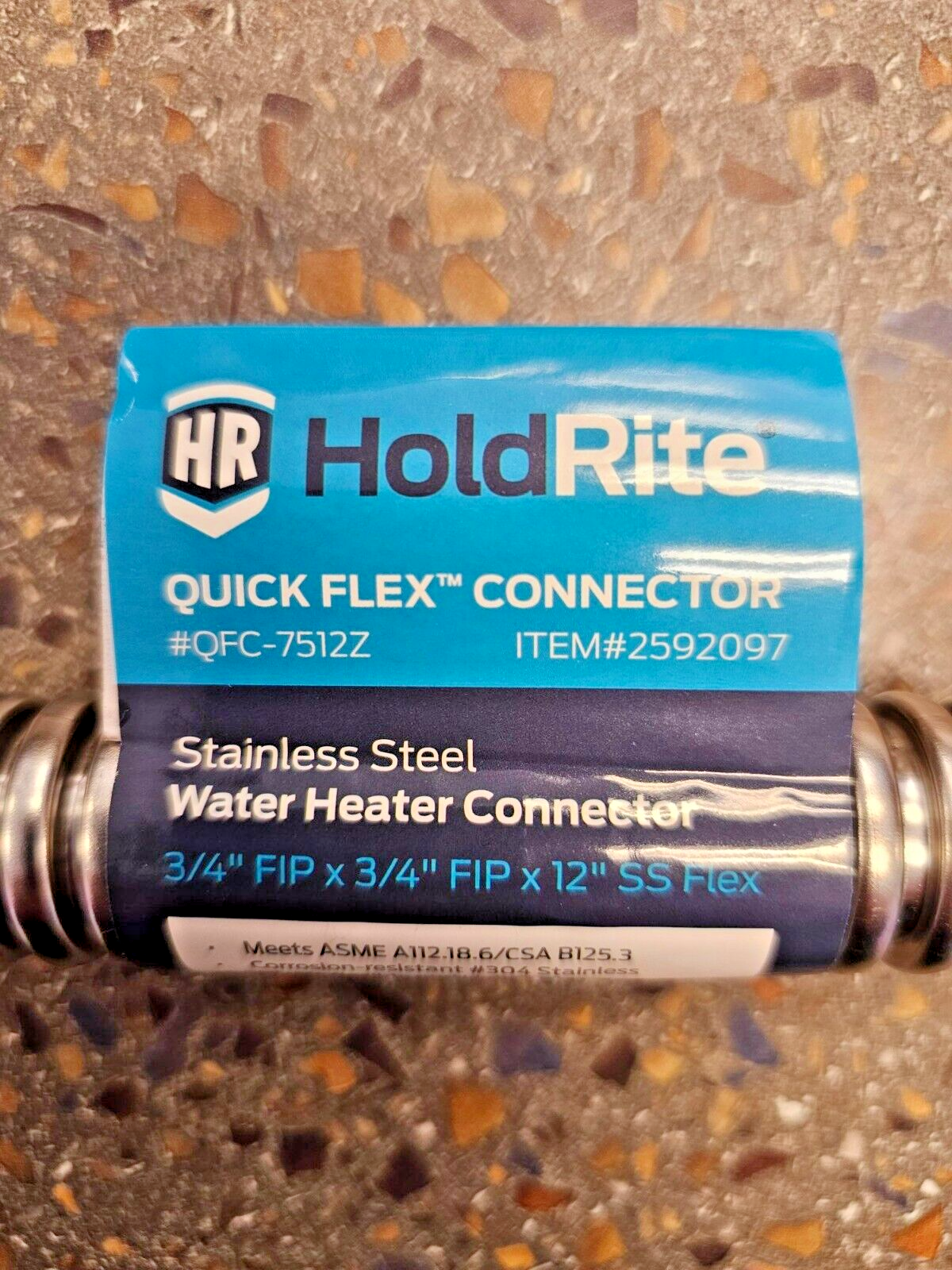 HoldRite QFC-7512Z (12") SS CORRUGATED WATER HEATER QUICK FLEX CONNECTOR