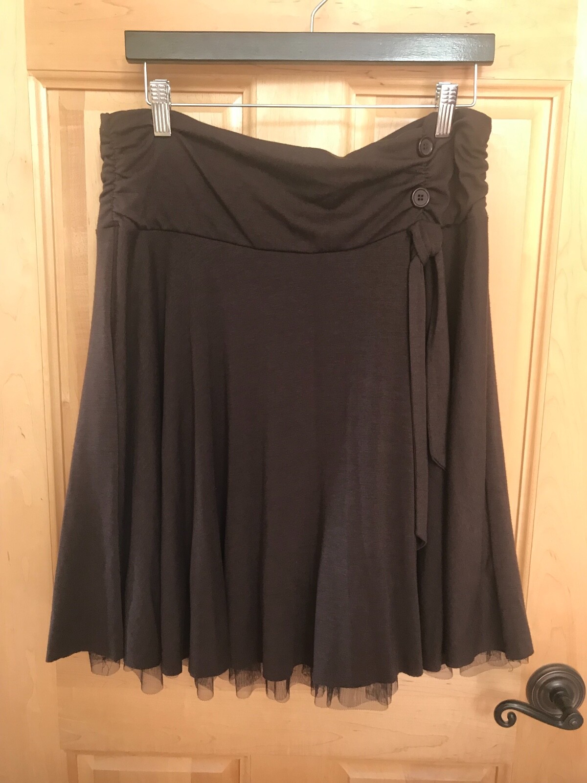 Studio 253 Flowy Swing Skirt Brown Stretchy Fancy Waist Studio 253 Flowy Swing Skirt Brown Stretchy Fancy Waist