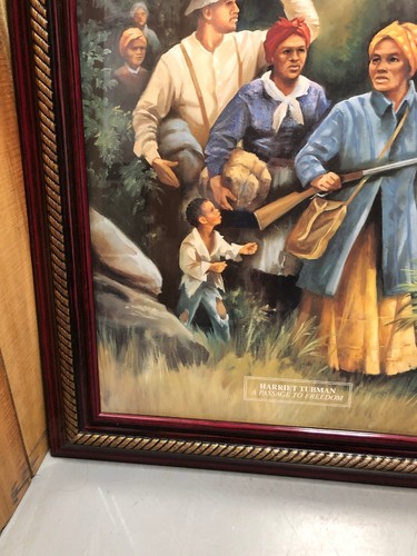 BLACK AMERICANA FRAMED PRINT HARRIET TUBMAN UNDERGROUND RAILROAD 35”x28” Framed