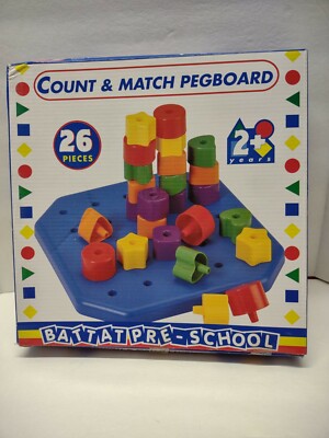 Battat Count and Match Pegboard 26 Shape Development Toy 1998