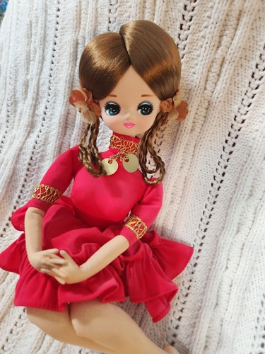 Rare Vintage Big Eyes Doll 11" Posable Japan 1960s Mod Bradley Pose Seated  VGC