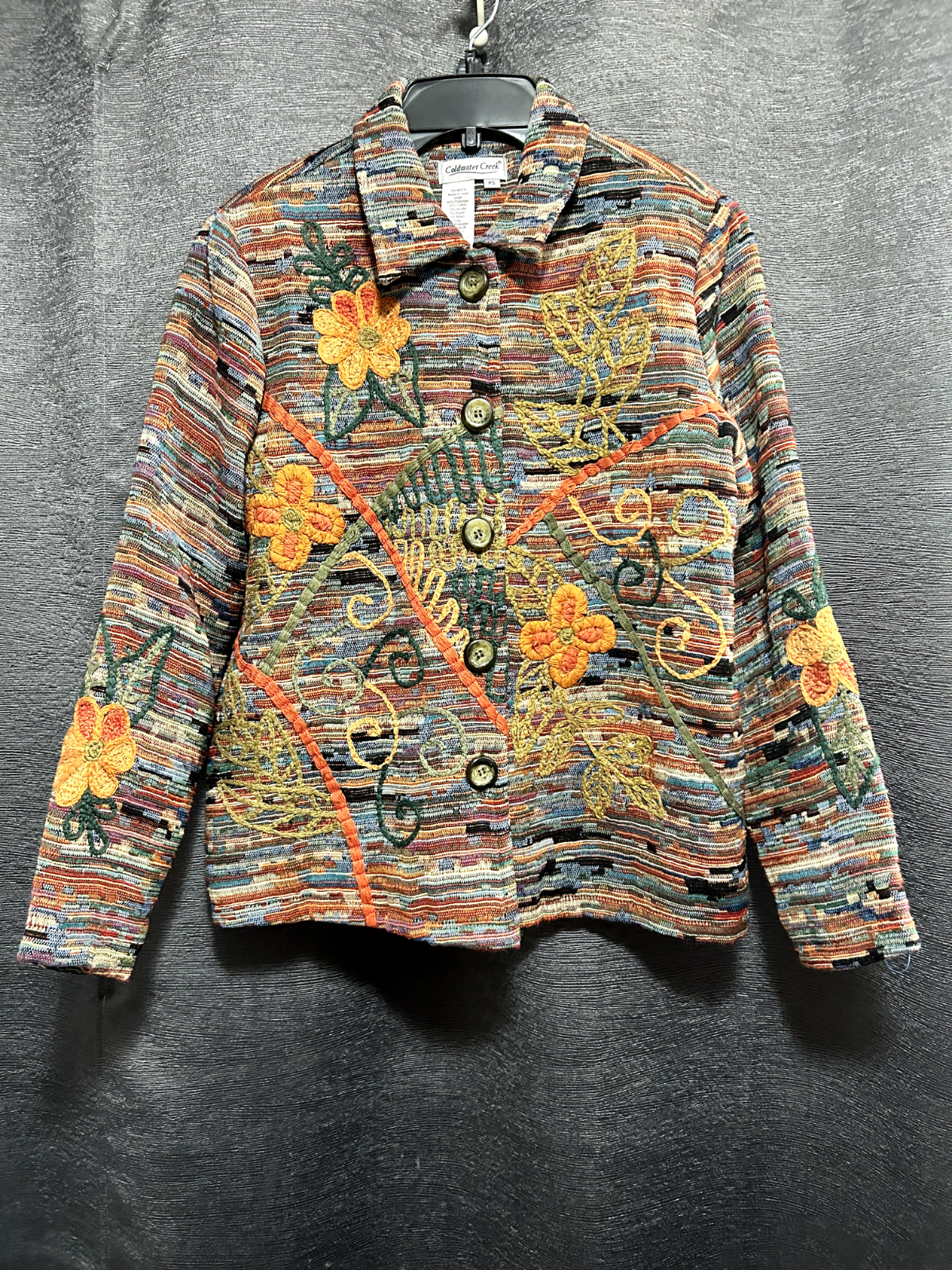Coldwater Creek 花柄刺繍ジャケット COLDWATER CREEK Colorful Flower Embroidered Jacket Sz P S | eBay