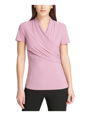 Женский топ с короткими рукавами и V-образным вырезом DKNY