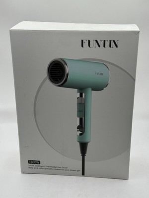 Funtin Hair Blow Dryer 1800W Smart Intelligent Thermostat Baby Blue