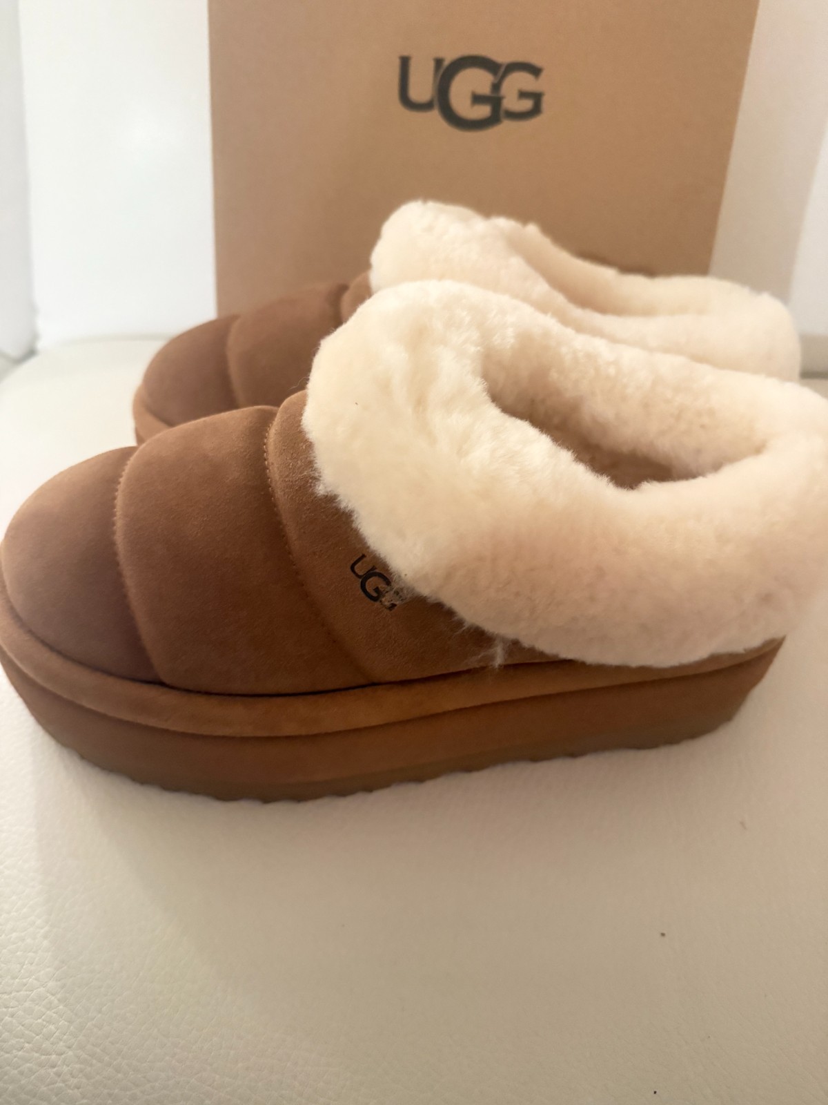 NIB UGG Tazzlita Chestnut Platform Slipper Women's chestnut