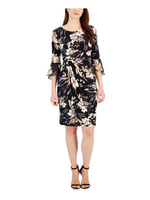 СВЯЗАННАЯ ОДЕЖДА Женская черная драпированная юбка, платье-пуловер Petites 10P