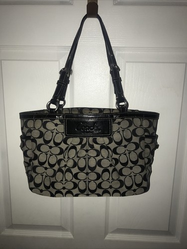 Coach Signature F14281 Pleated East West Gallery Black
