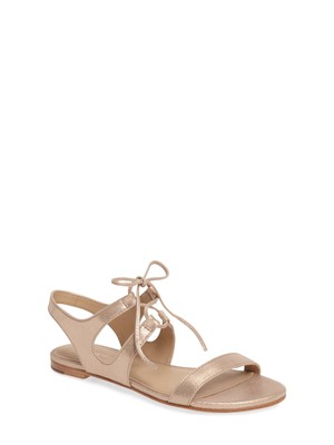 Женские босоножки на шнуровке из натуральной кожи с золотыми ремешками POUR LA VICTOIRE, 8,5 М