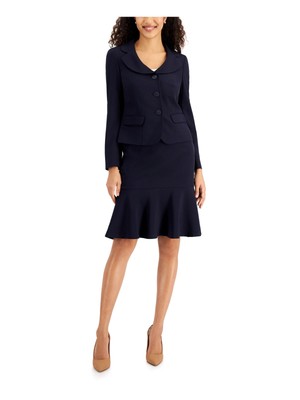 

LE SUIT PETITE Женский темно-синий блейзер на пуговицах с воротником спереди Petites, Navy, 50040420