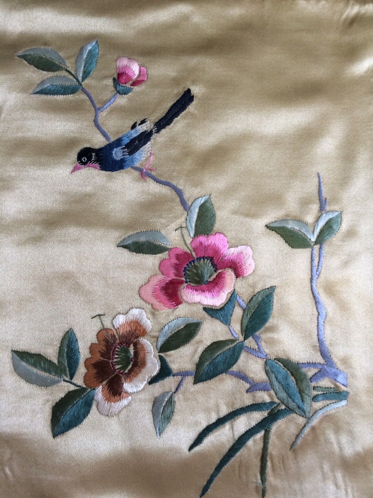 Vintage Chinese Silk Embroidery, Bird & Flowers - Your Choice!