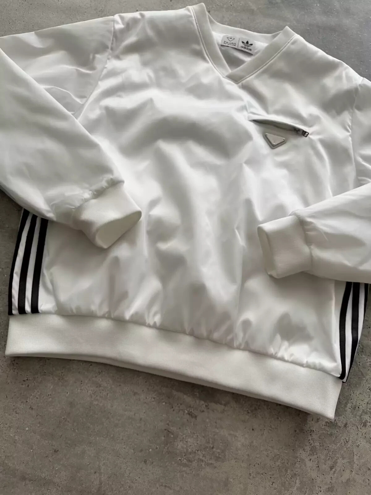 Pre-owned Prada Adidas X  Re-nylon Sweatshirt Jacket White Sweater Men's Size M
