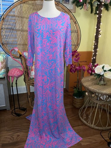 Pre-owned Lilly Pulitzer Morgann Maxi Aura Pink Leaf An Impression Size Xl In Multicolor