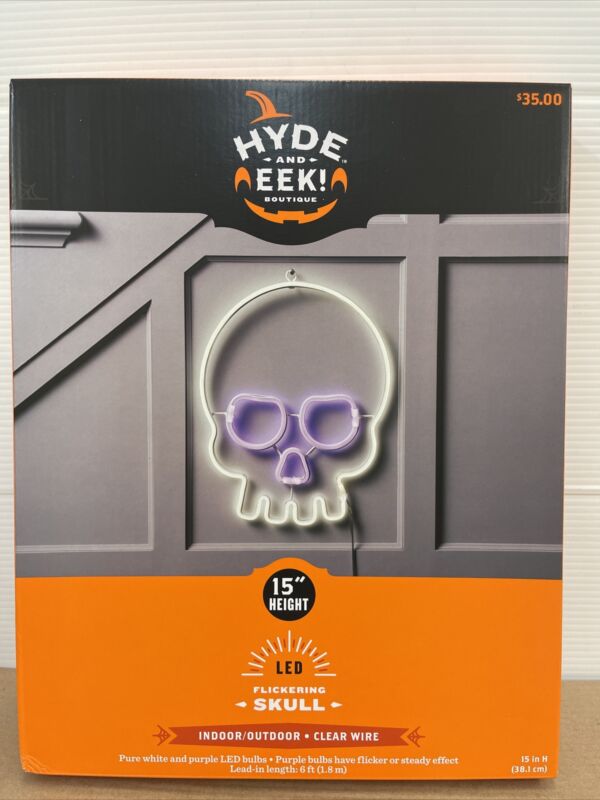 Hyde & EEK! Boutique Flickering LED Skull. 15” Height. Indoor/Outdoor. New.