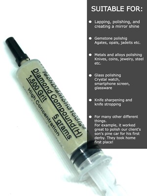 Diamond Polishing Lapidary Paste 1,500 Grit 6-12 Micron (H) 50% Concentration 5g