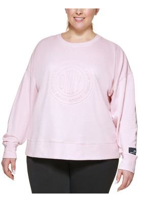 

DKNY SPORT Женская розовая толстовка в рубчик с заниженными плечами Plus, Розовый