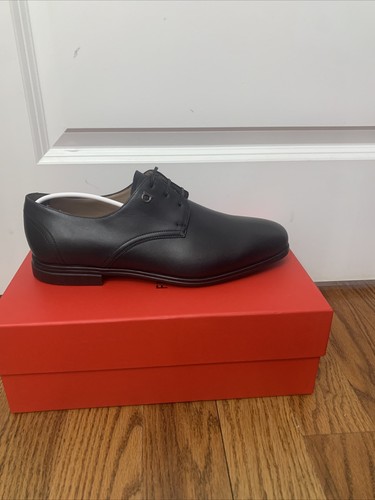 Pre-owned Ferragamo Salvatore  Spencer Black Leather Mens Shoes 7.5 Eee