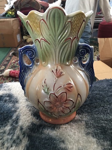 Vintage Ceramic/Porcelain Hand Painted Vase, Made in Brazil