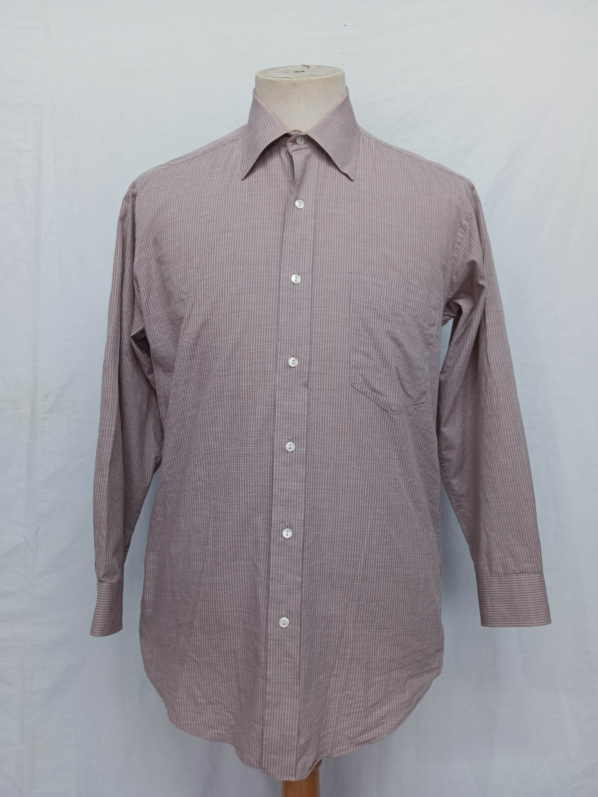 ISSEY MIYAKE ダークブラウン ストライプ シャツ Vtg ISSEY MIYAKE Design Studio Brown Striped Cotton Blend
