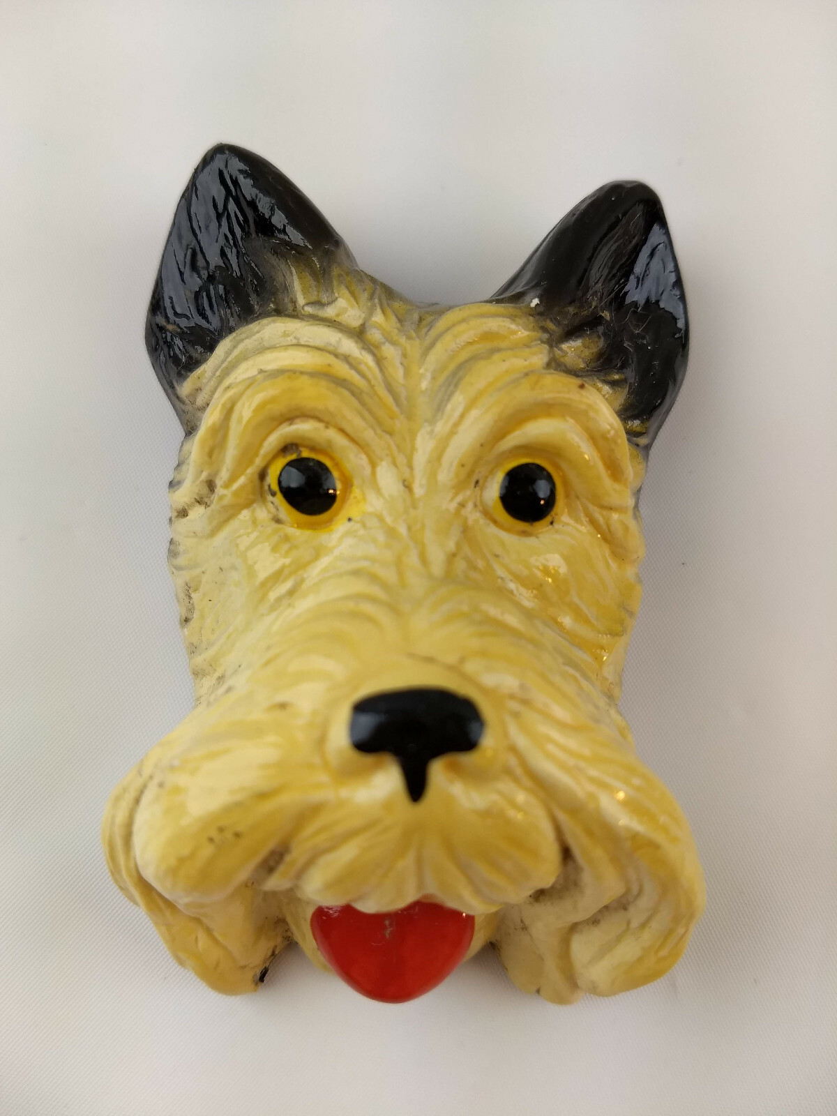 Antique Vintage Chalkware Dog Terrier Heads