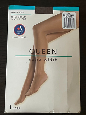 America's Choice Pantyhose Tights 12E Coffee Queen Extra Width NWT