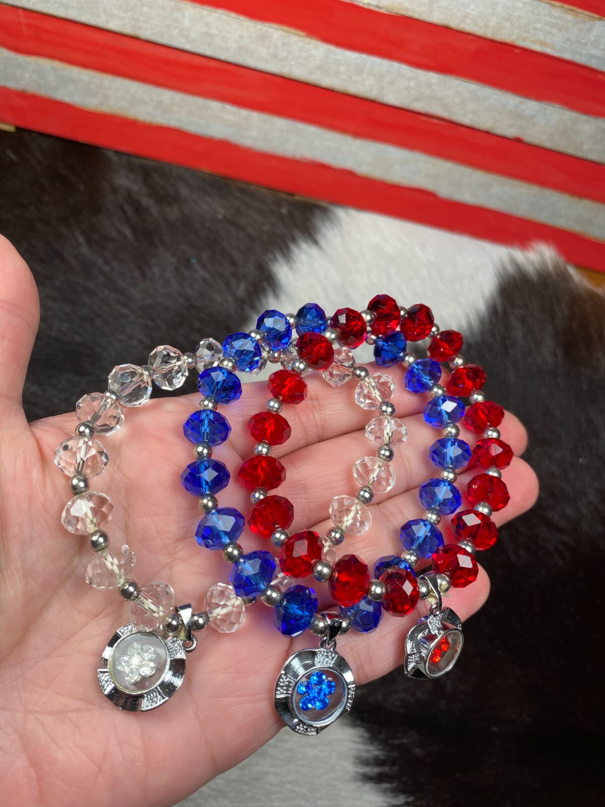 4th of July Bracelet for Woman Stackable Beaded Bracelets