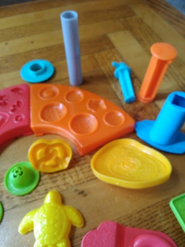 21 Piece Random Playdoh Lot Cutters Molds Food Stamps Rollers