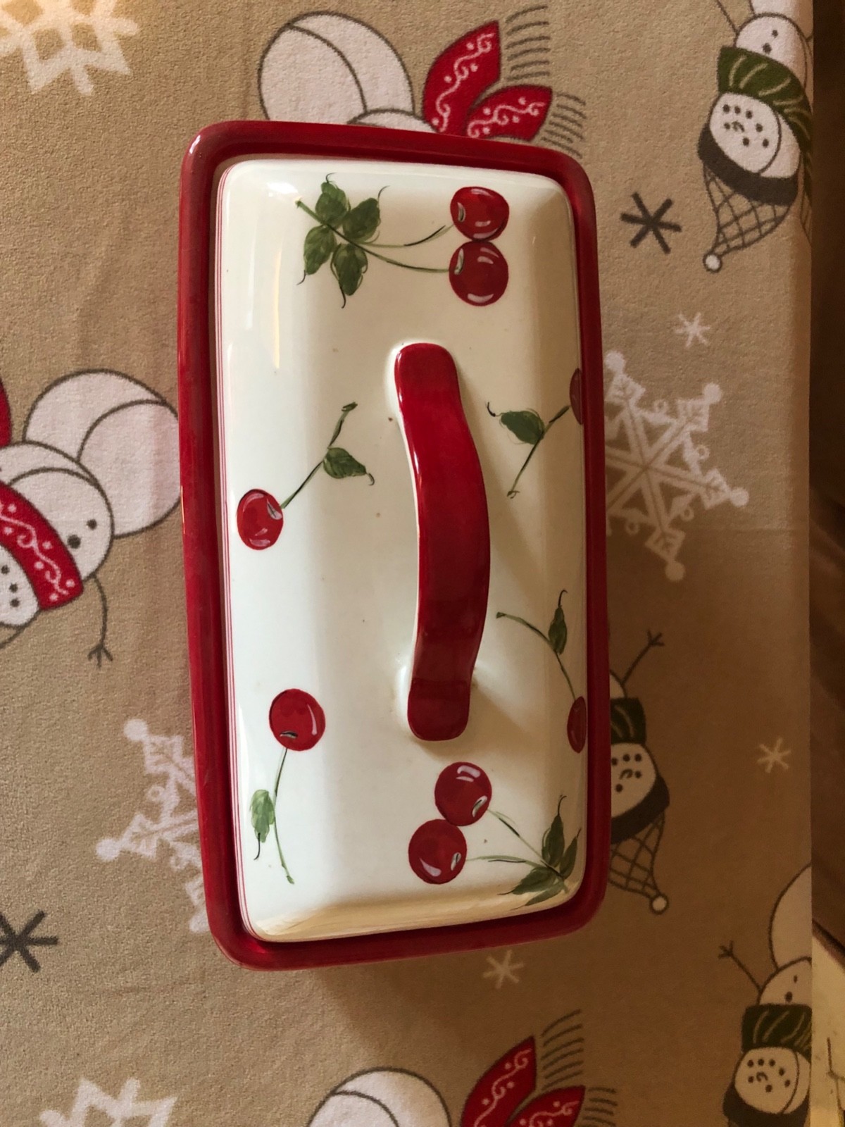 Target Home Retro Cherry Bread Storage Box Ceramic Container Red White