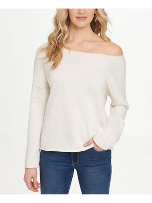 

DKNY Женская бежевая блузка с асимметричным вырезом и длинными рукавами. Размер, Бежевый
