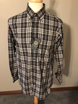 NWT Men's O'Connell's x Viyella Black/White Plaid Button-down Shirt-M Medium