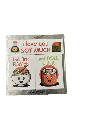NEW The spring shop 3 pc set RAMEN I LOVE YOU SOY MUCH SUSHI ROLL magnet set 