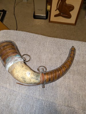 old Middle Eastern or Persian Powder Horn rough shape.