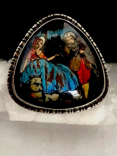 STERLING SILVER VINTAGE BUTTERFLY WINGS BROOCH PIN STERLING REVERSE Painting