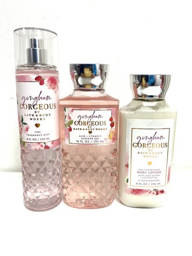 3PC BATH & BODY WORKS GINGHAM GORGEOUS Fine Fragrance Mist +