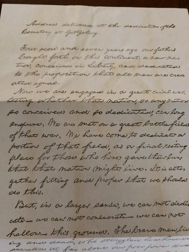 Gettysburg Address Facsimile Abraham Lincoln Handwriting Civil War 1863 History