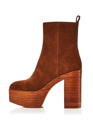 

AQUA Женские коричневые кожаные ботильоны Maya на платформе 2 дюйма с квадратным носком на наборном каблуке 6 м, Коричневый, AQ-MAYA