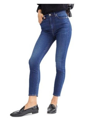 7 FOR ALL MANKIND Женские темносиние джинсы с завышенной талией по щиколотку на молнии Талия 25