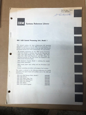 IBM Systems Reference Library 1620 Central Processing Unit  Model 1 manual 1964