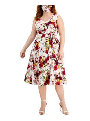 

TAYLOR Женское белое платье без рукавов с завязками на спине + расклешенное платье плюс, Белый