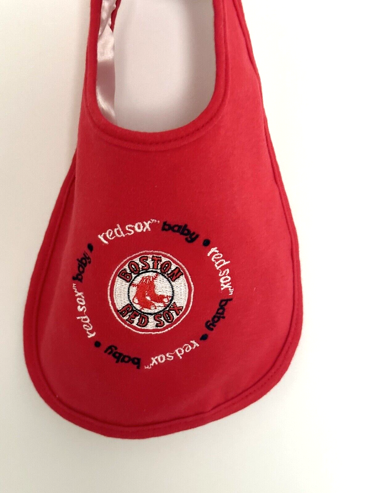 Boston Red Sox 'baby red sox' BIB ...Satin LOGO ...Hook & Loop Closure