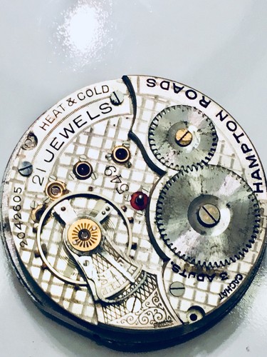 Antique Hampton Roads 549 21j Cachat Swiss Pocket Watch Movement Steampunk Partd