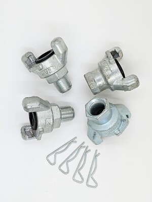 LOT OF 4 AIR KING UNIVERSAL COUPLINGS 1/2'' MALE AND FEMALE NPT THREAE ENDS #A025