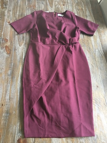 Closet London Short Sleeve Midi Dress Size UK 16 in Berry