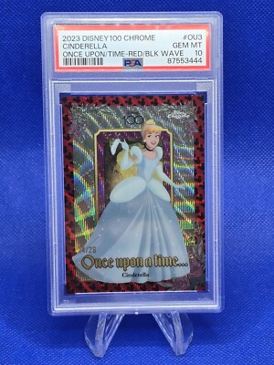 2023 Topps Chrome Disney 100 Cinderella Once Upon A Time Red Black /28 Psa 10