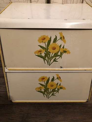 Vintage Yellow Flower Double Bread Box