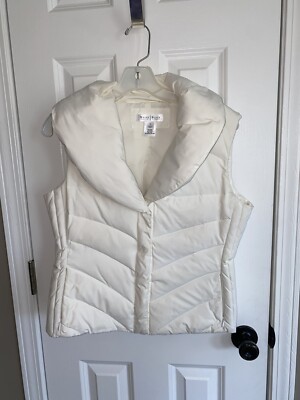 WHITE HOUSE BLACK MARKET Women s  60% Down 40% Feather  White Puffer Vest Size S