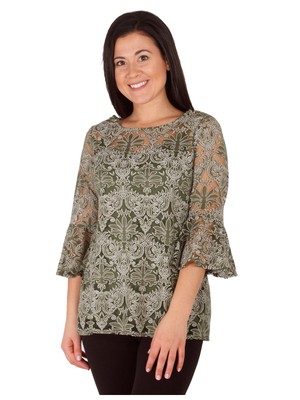 

NY COLLECTION Женская зеленая туника с круглым вырезом и круглым вырезом, Зеленый