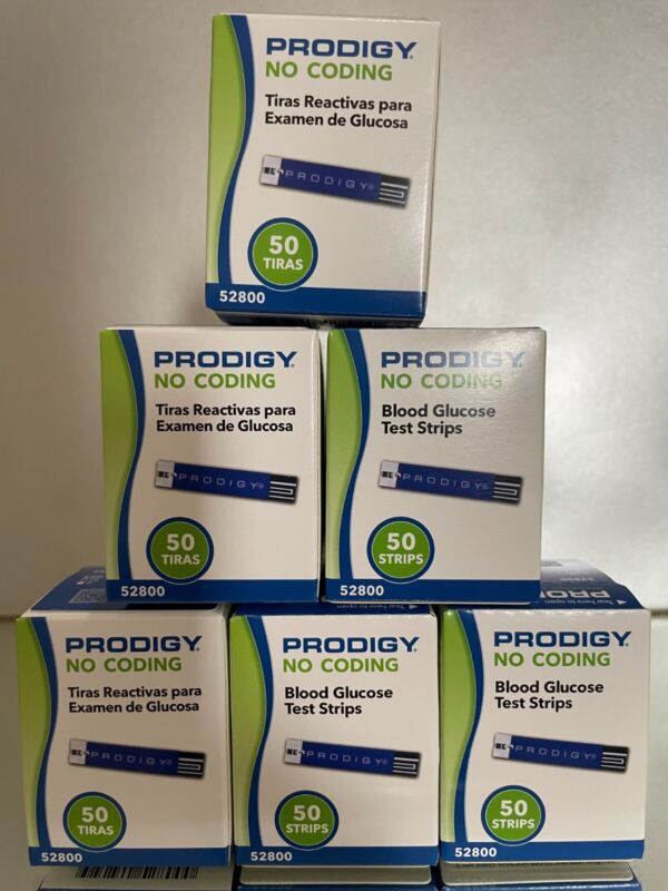 Prodigy NO CODING Diabetic Blood Glucose 300 Test Strips (6 boxes) EXP 06/2025