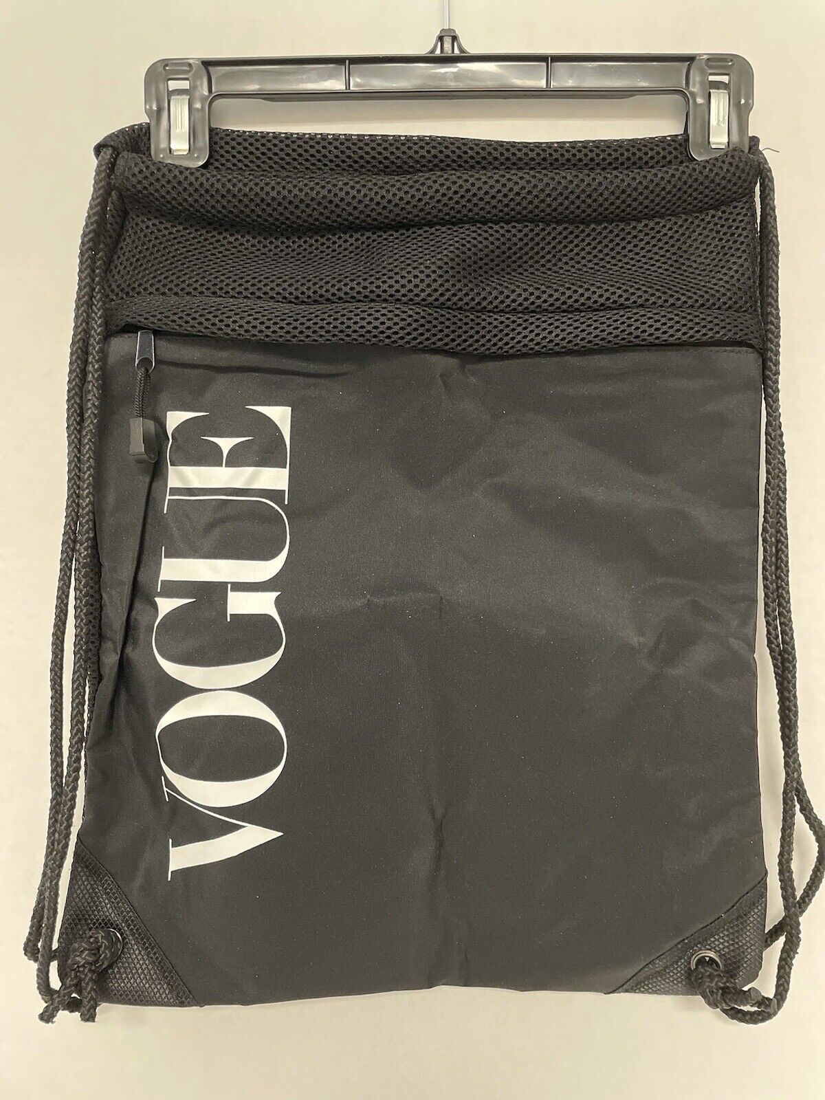 VOGUE Magazine Tote Bag Knapsack Black Drawstring + Zipper Advertising NEW
