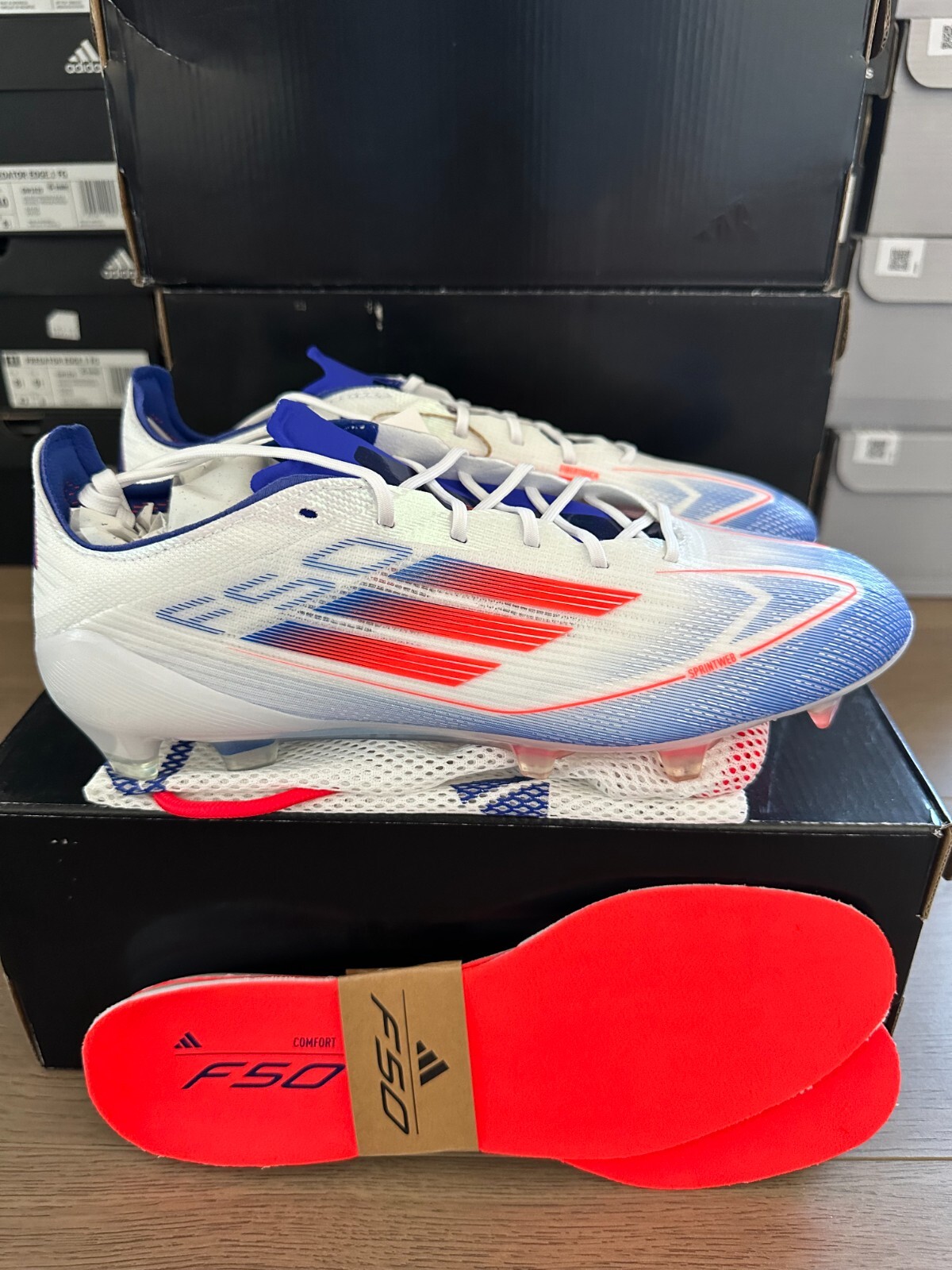 Adidas F50 Elite FG Firm Ground Soccer Cleat Red White Blue Adidas F50 Elite FG Firm Ground Soccer Cleat Red White Blue