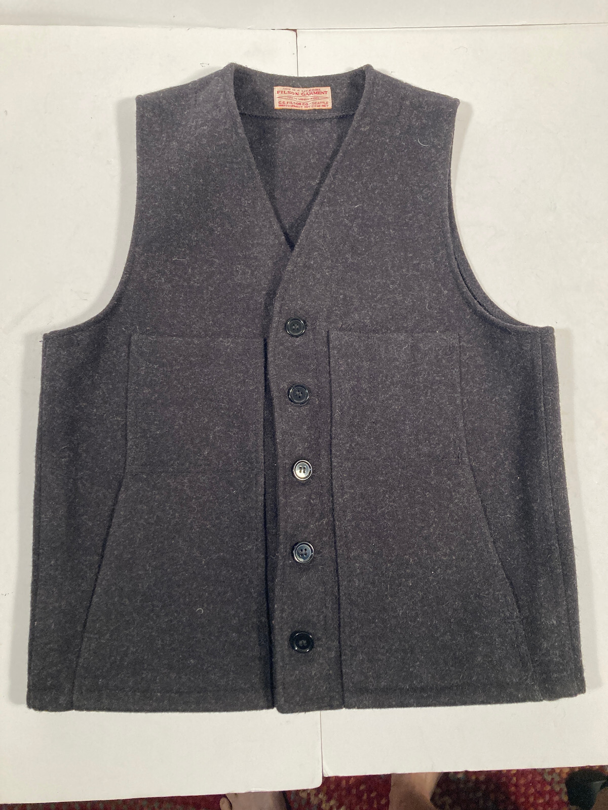 VTG Virgin Wool Mackinaw Vest CC Filson Seattle Charcoal VTG Virgin Wool Mackinaw Vest CC Filson Seattle Charcoal